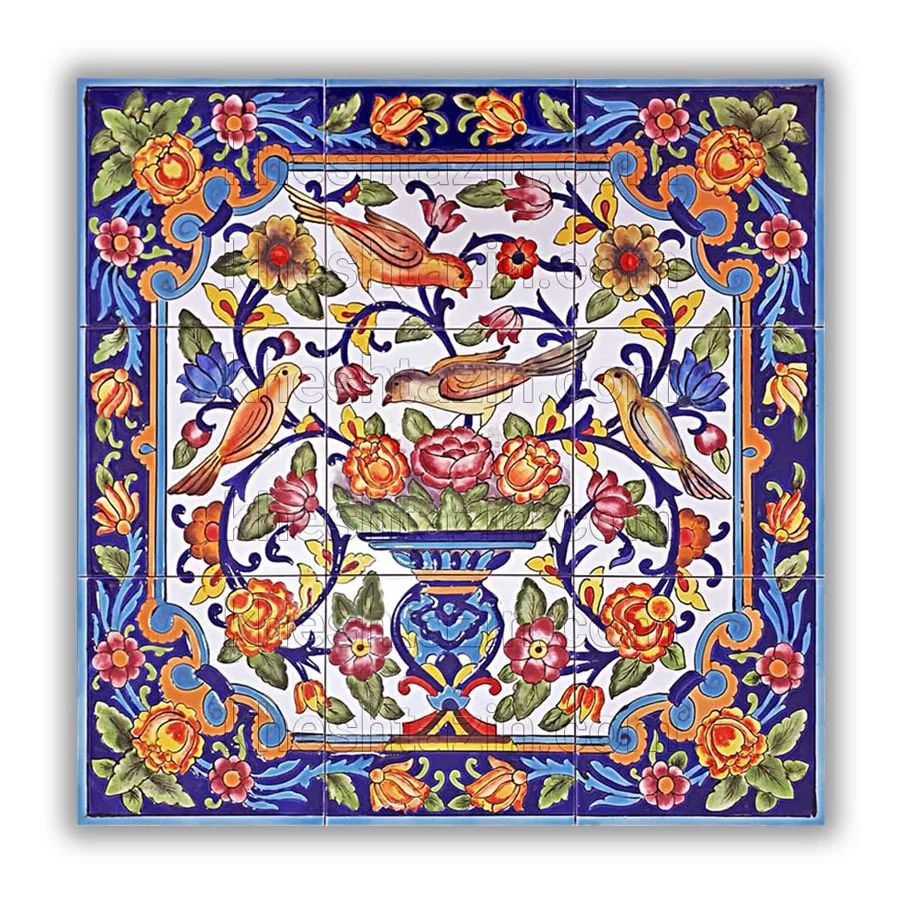 کاشی مینیاتوری  دکوراتیو طرح گل و مرغ کد: DT-2
