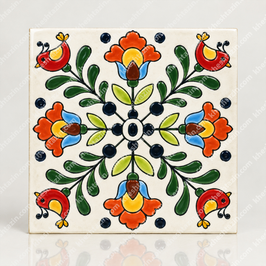 کاشی و سرامیک طرح «گلزار و چکاوک»